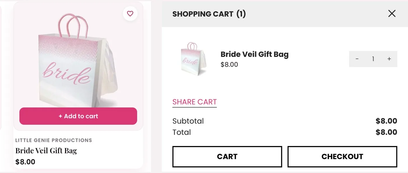 Cart drawer with an item added